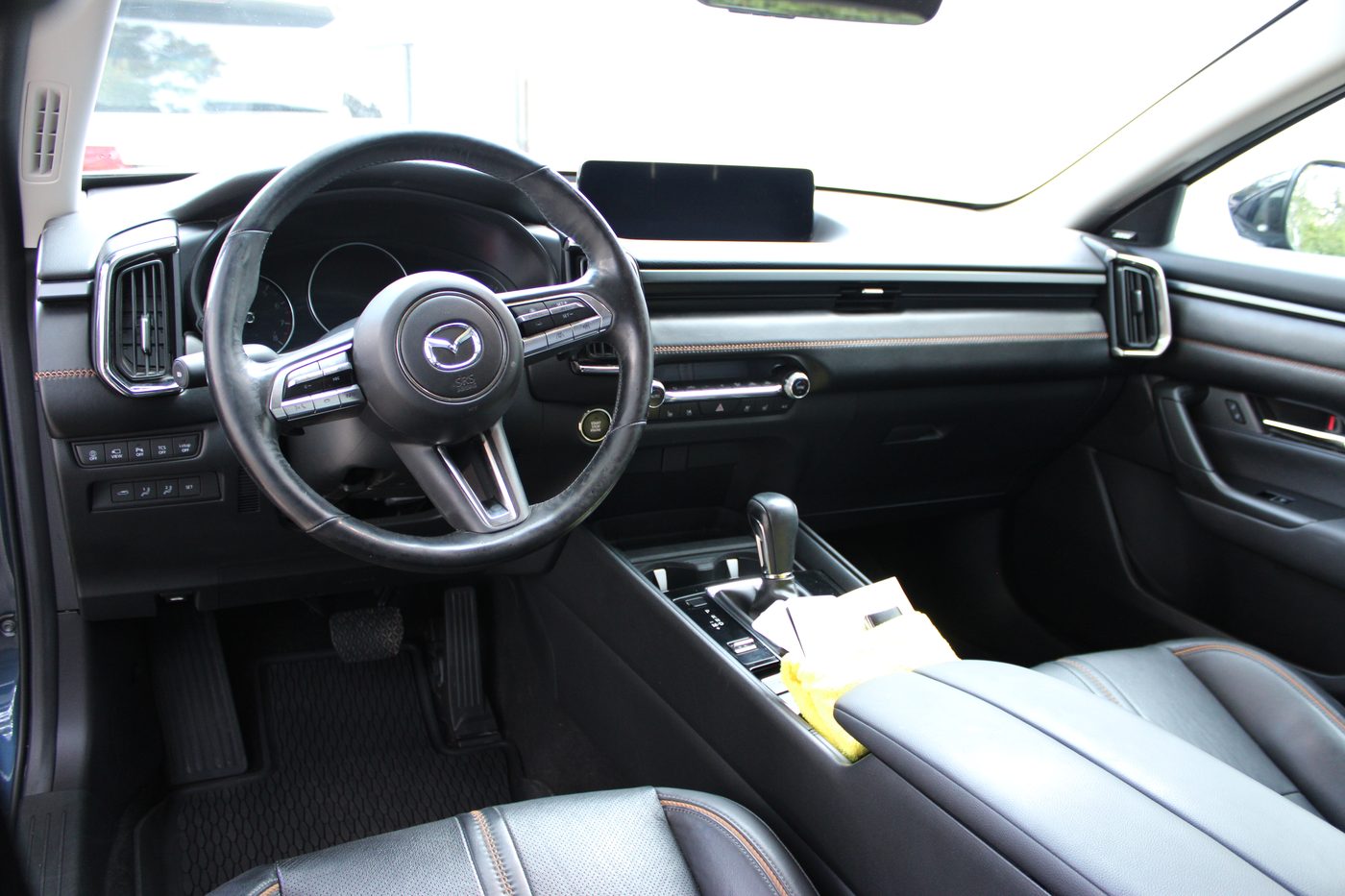 Detailed car interior dashboard and steering wheel, Olga Detailing Services